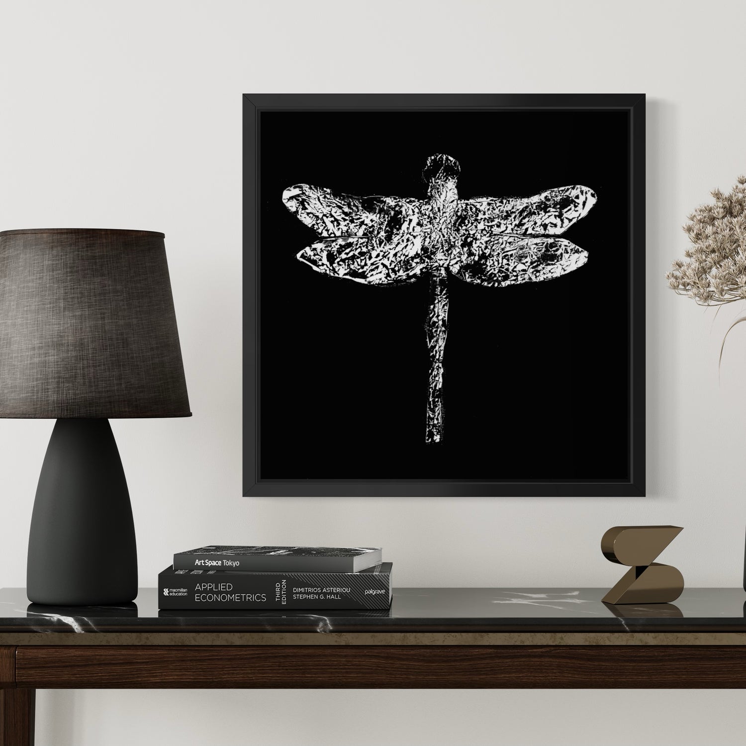 Dragonfly black - Druck auf Leinwand
