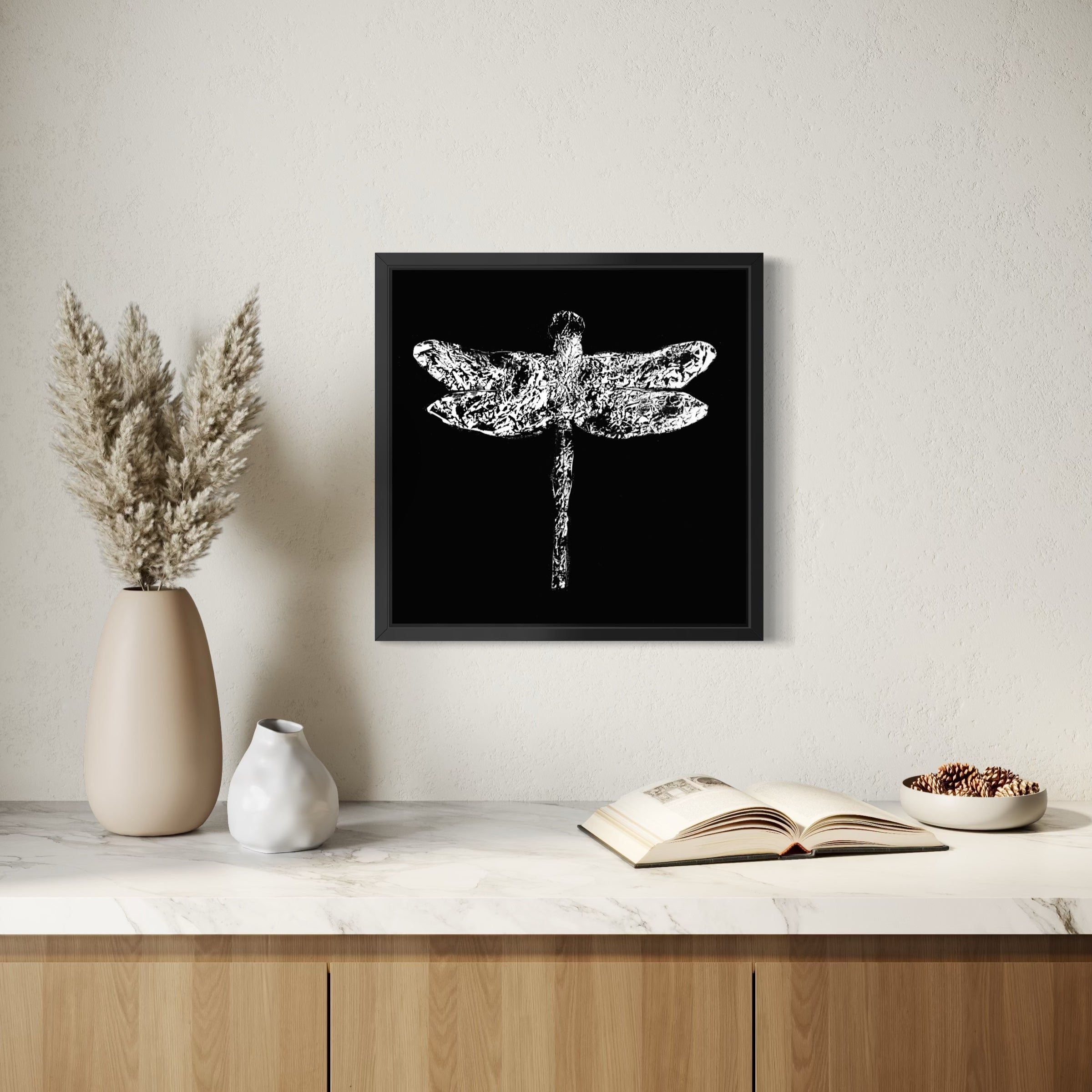 Dragonfly black - Druck auf Leinwand