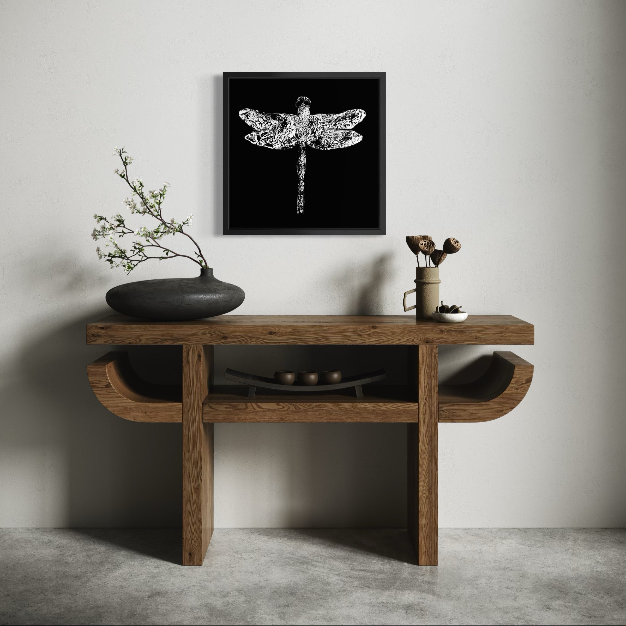Dragonfly black - Druck auf Leinwand